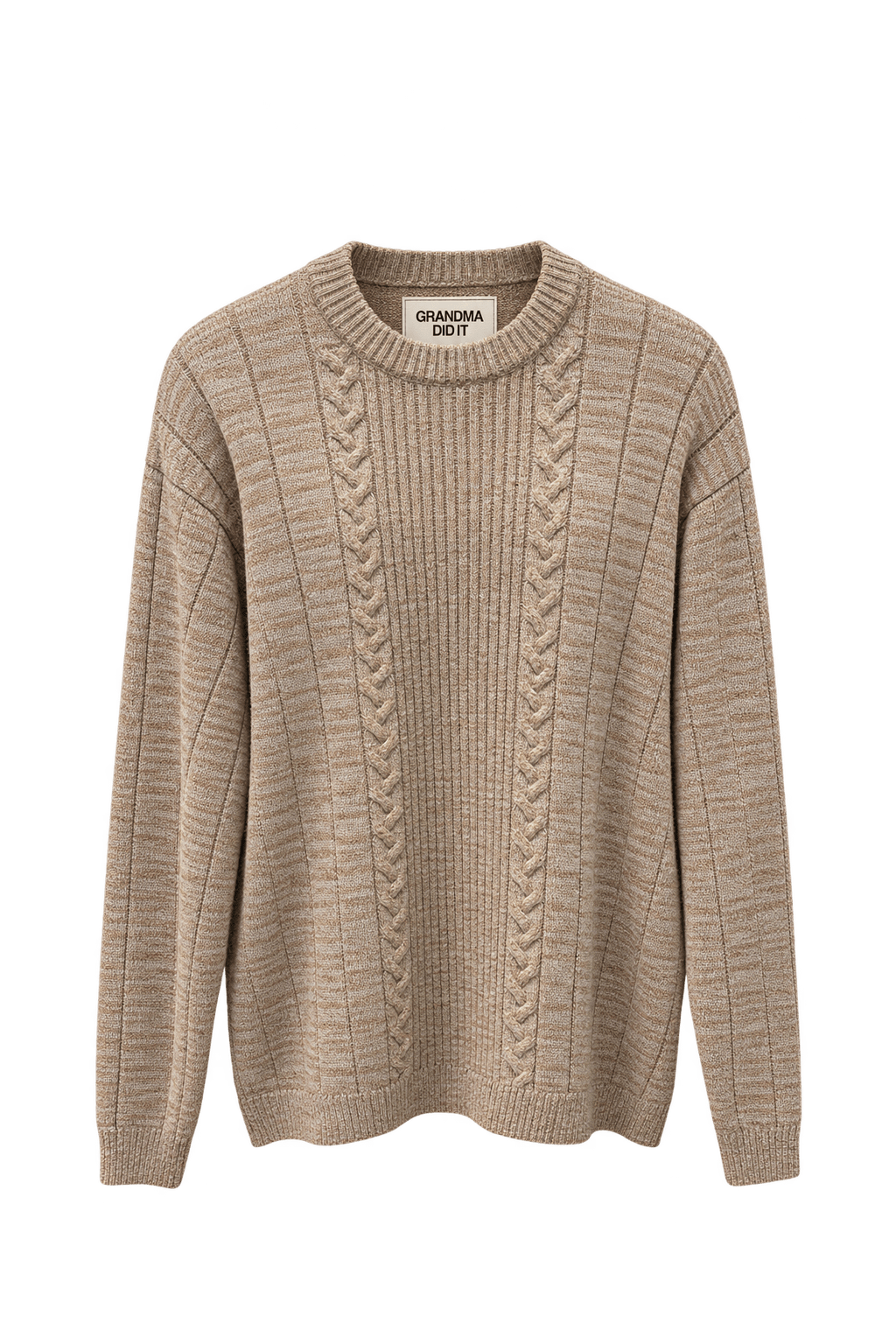 1990s Tan Cotton Blend Sweater - Front View