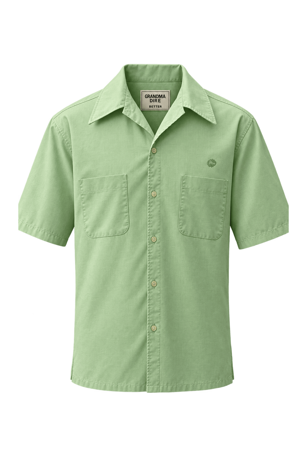 1970s Light Green Cotton Shirt - Front View