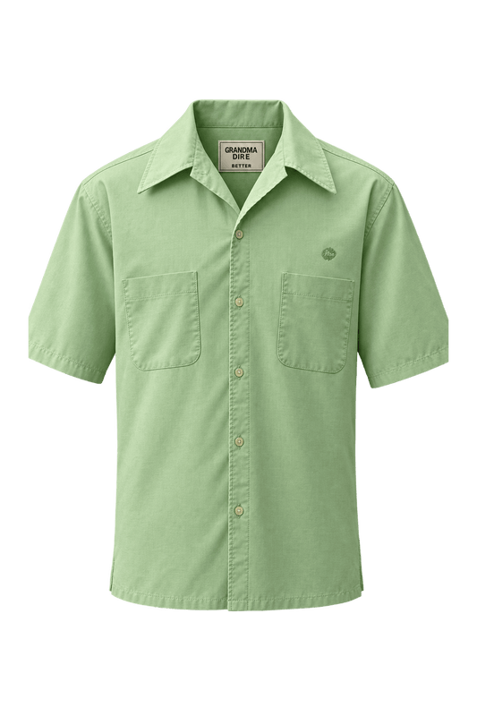 1970s Light Green Cotton Shirt - Front View