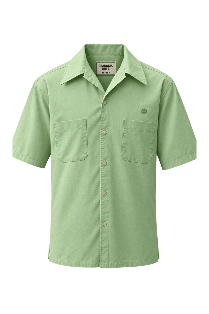 1970s Light Green Cotton Shirt - Front View