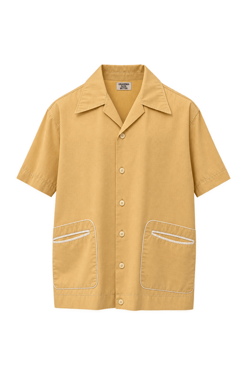 1960s Mustard Yellow Cotton Shirt - Front View