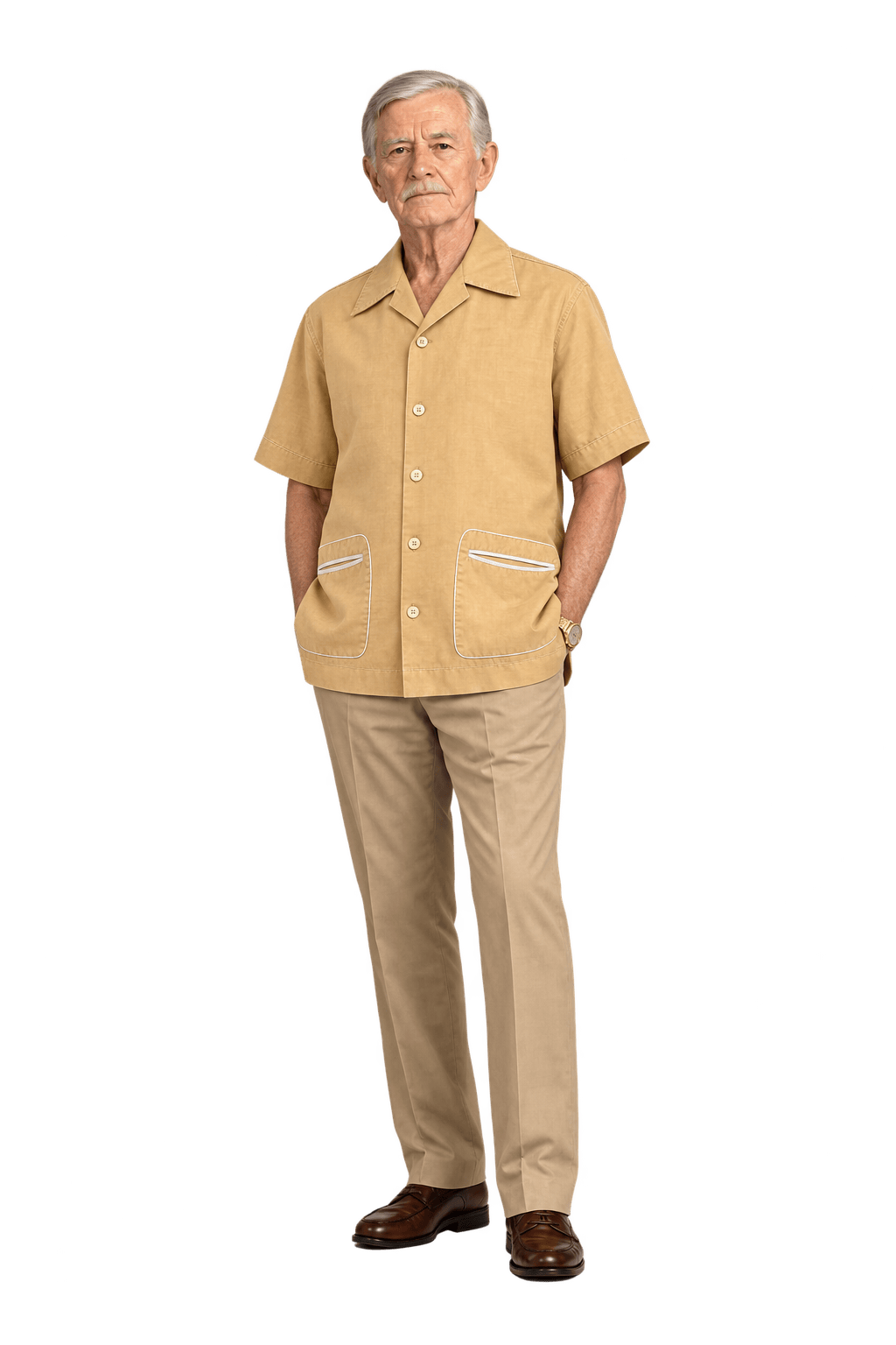 1960s Mustard Yellow Cotton Shirt - Model