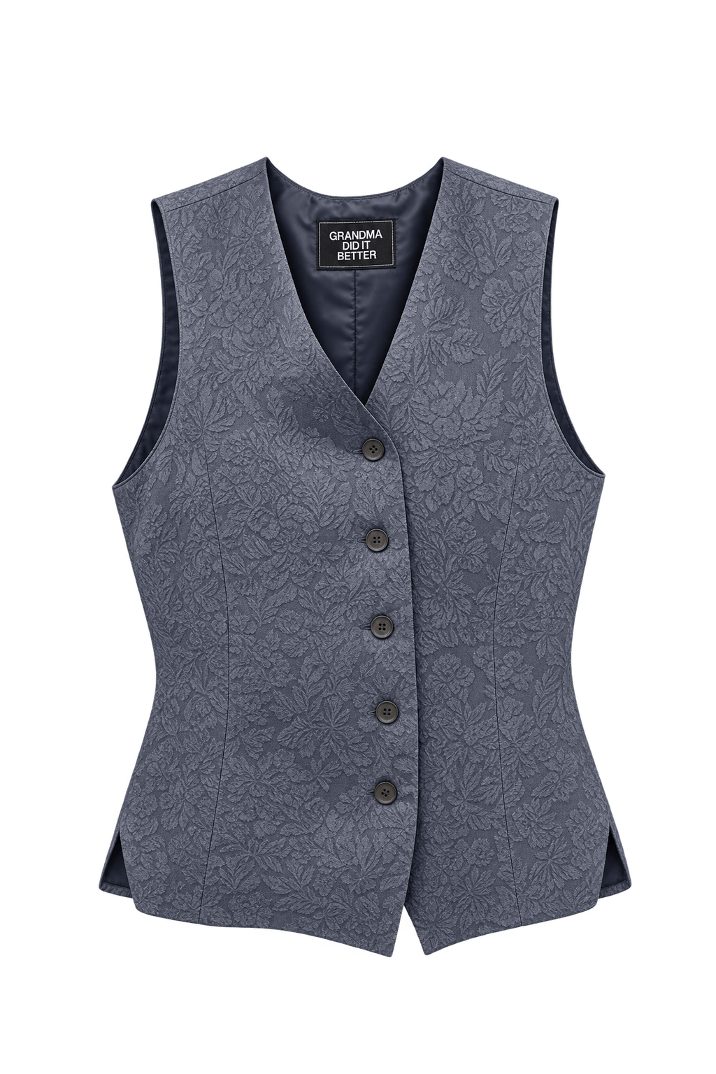 1970s Blue Wool Blend Vest - Front View