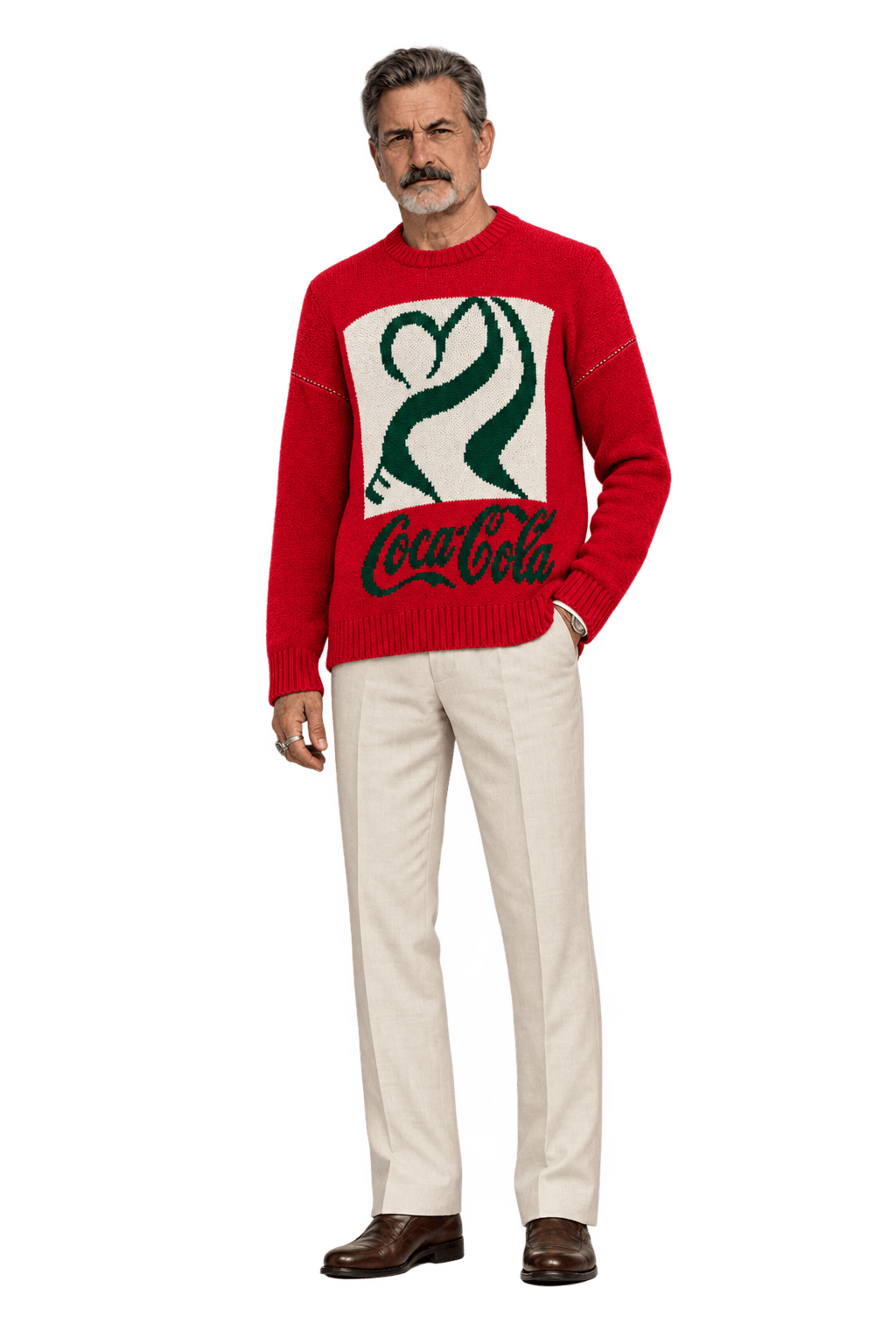 1960s Red Cotton Blend Sweater - Model