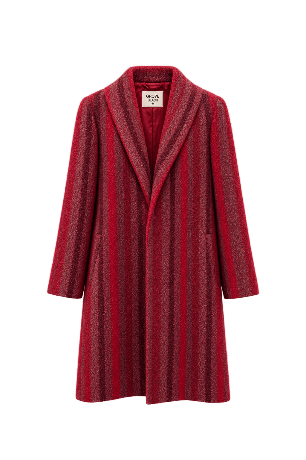1970s Red Wool Blend Coat - Front View
