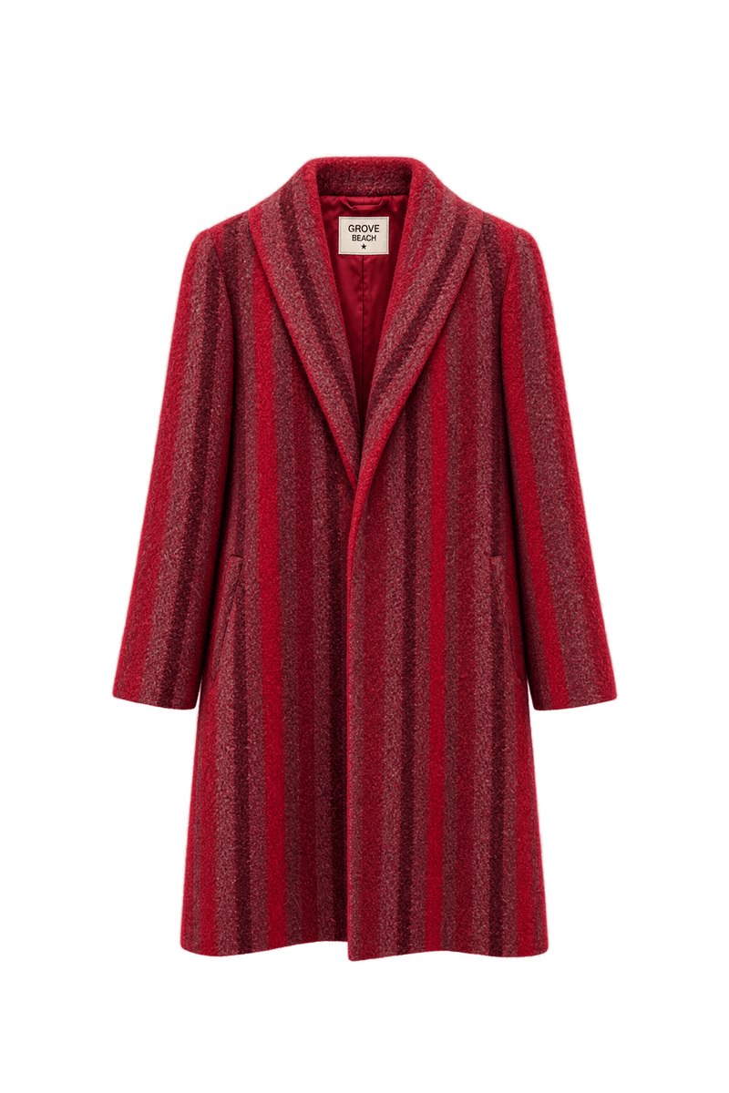 1970s Red Wool Blend Coat - Front View