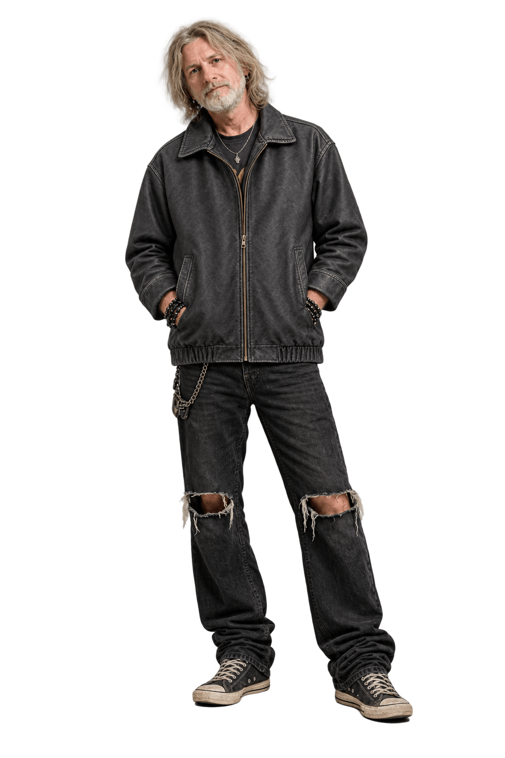 1990s Black Leather Jacket - Model