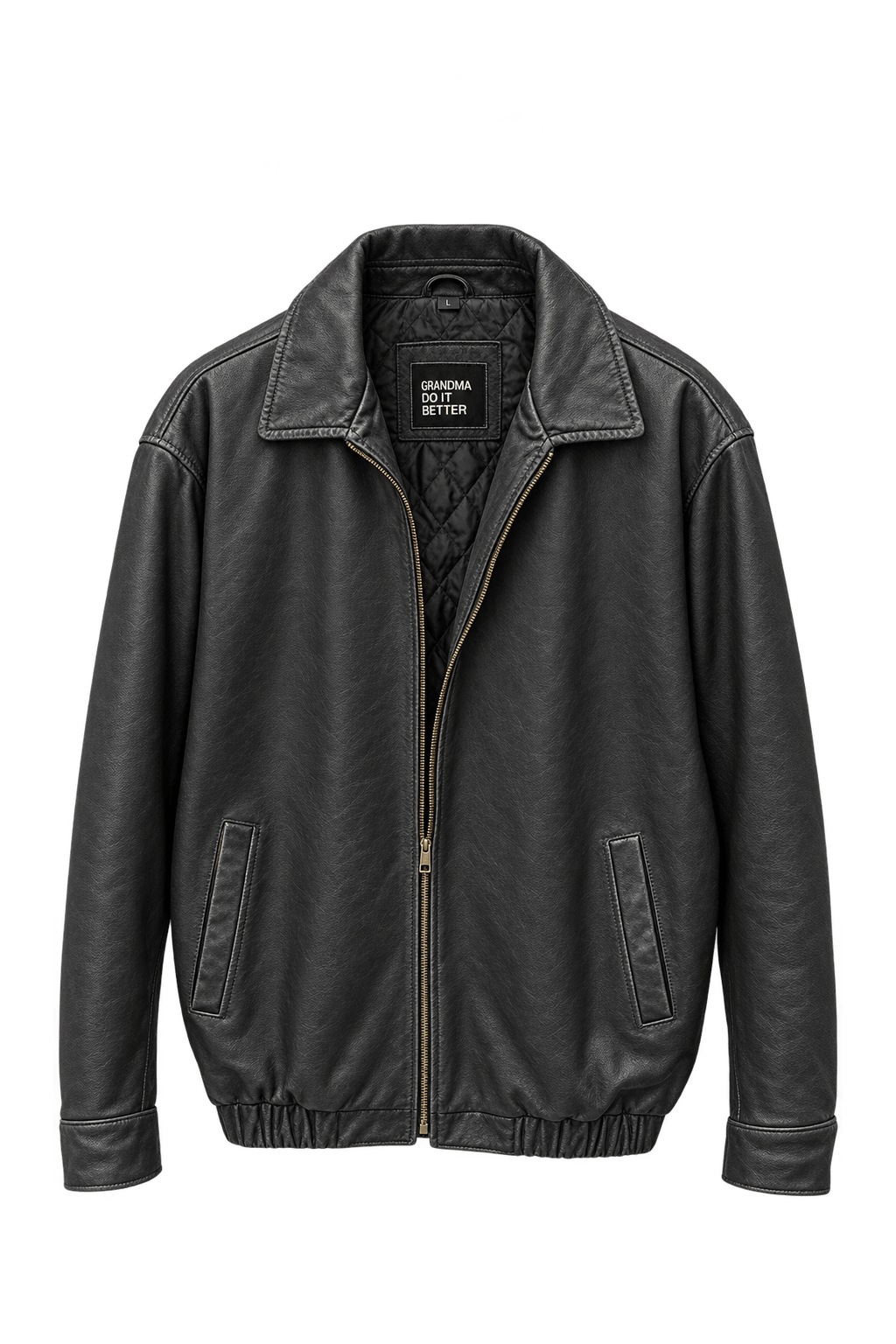 1990s Black Leather Jacket - Front View