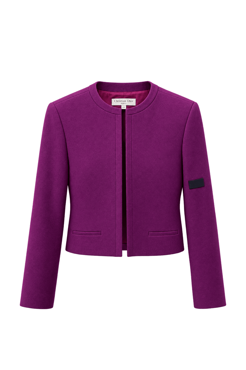 1980s Purple Wool Blend Blazer - Front View