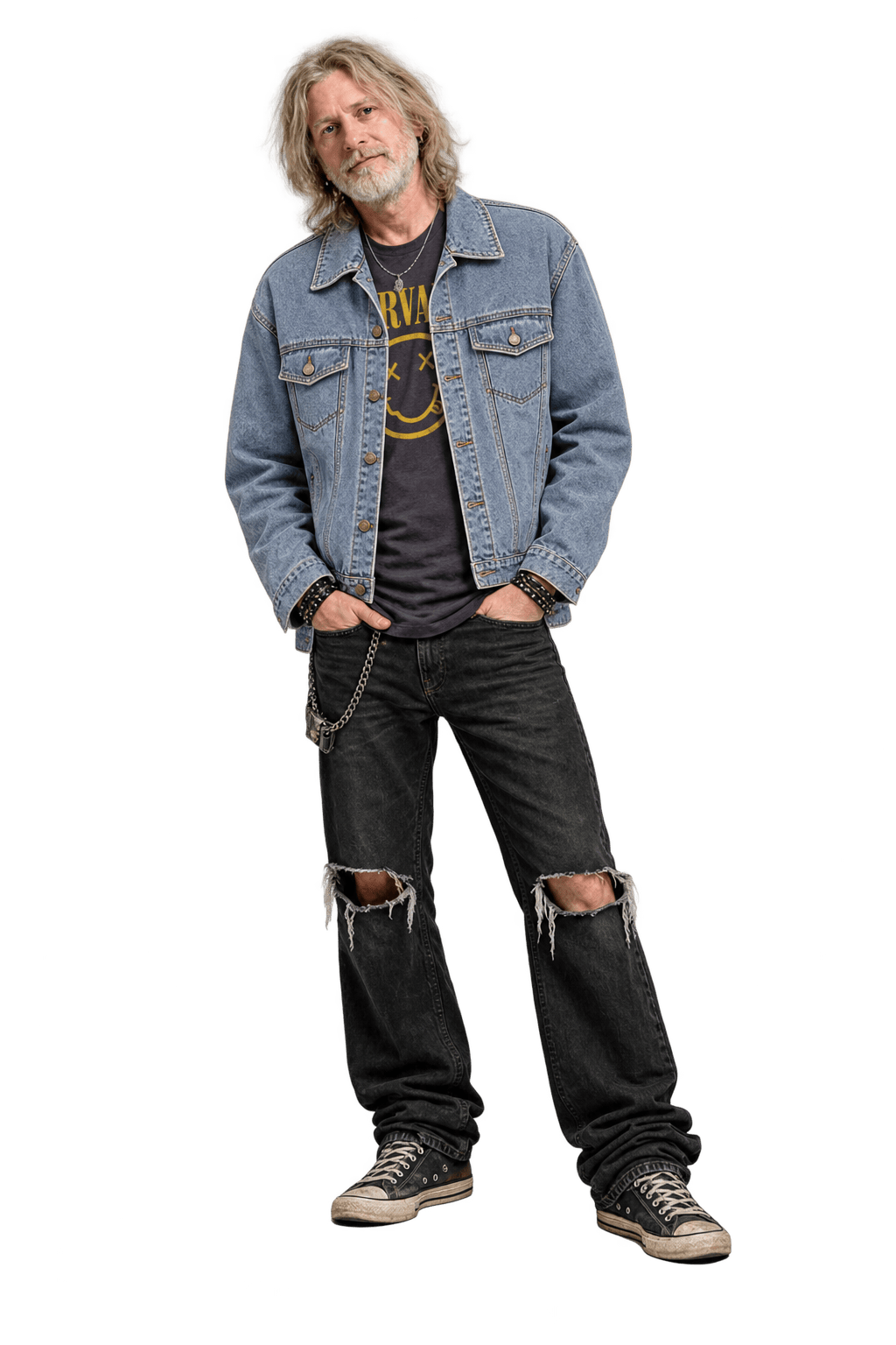 1990s Light Blue Denim Denim Jacket - Model