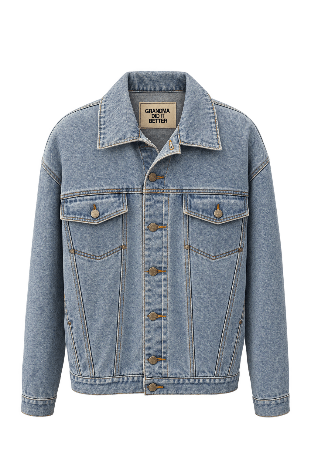 1990s Light Blue Denim Denim Jacket - Front View