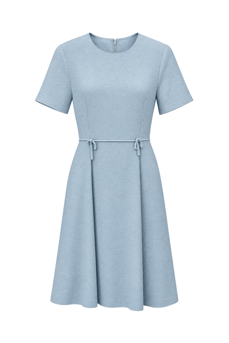 1960s Light Blue Synthetic Blend Dress - Front View