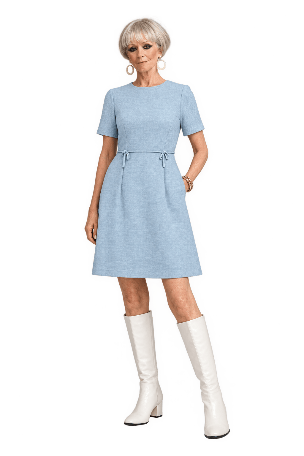 1960s Light Blue Synthetic Blend Dress - Model