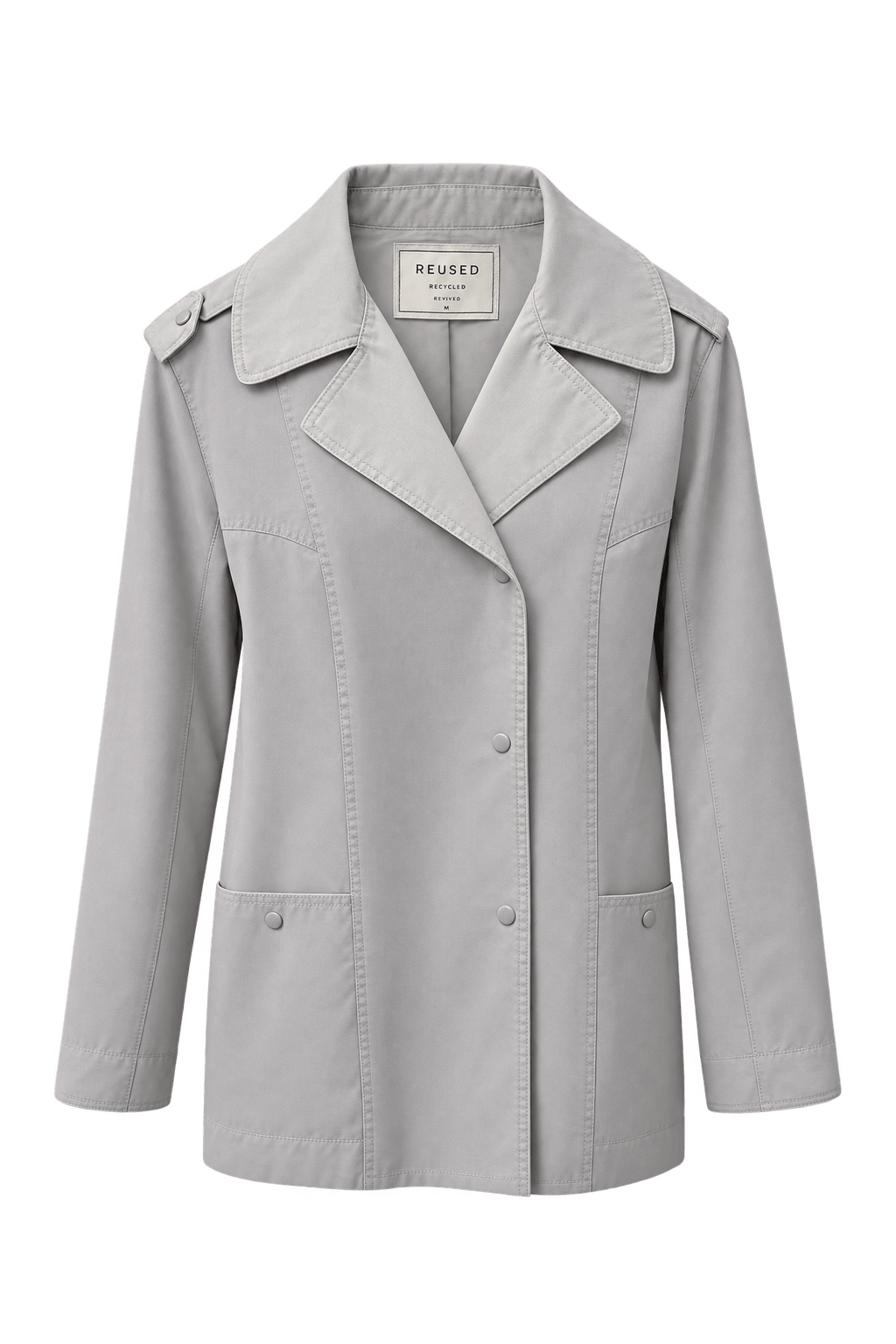 1980s Light Gray Cotton Blend Jacket - Front View