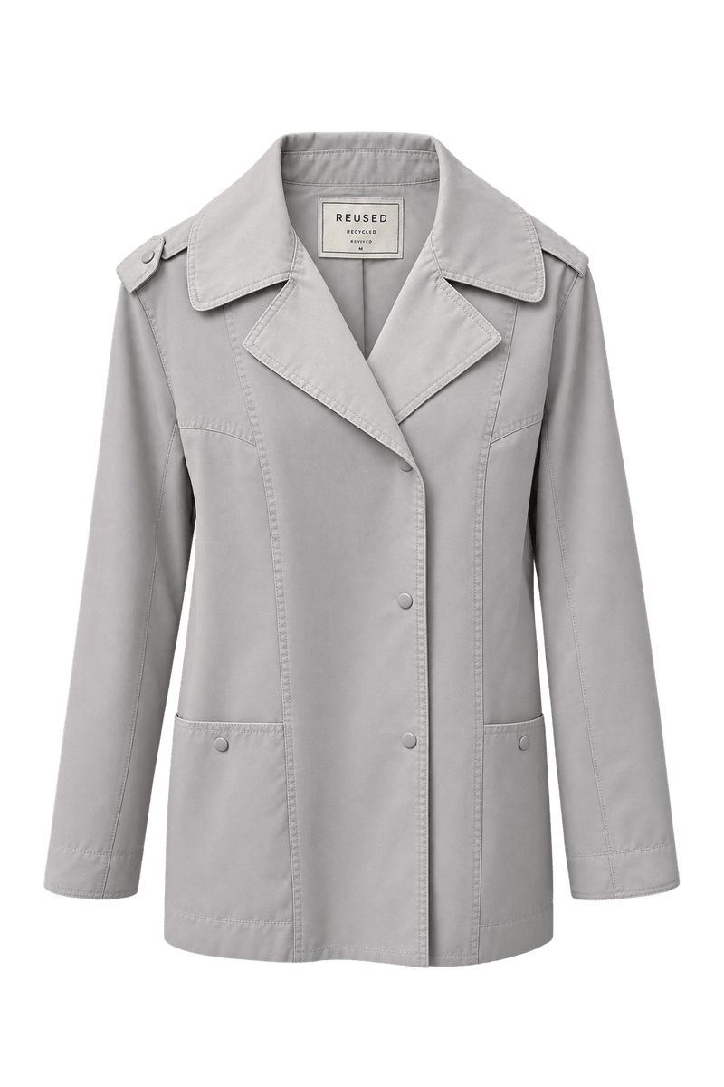 1980s Light Gray Cotton Blend Jacket - Front View