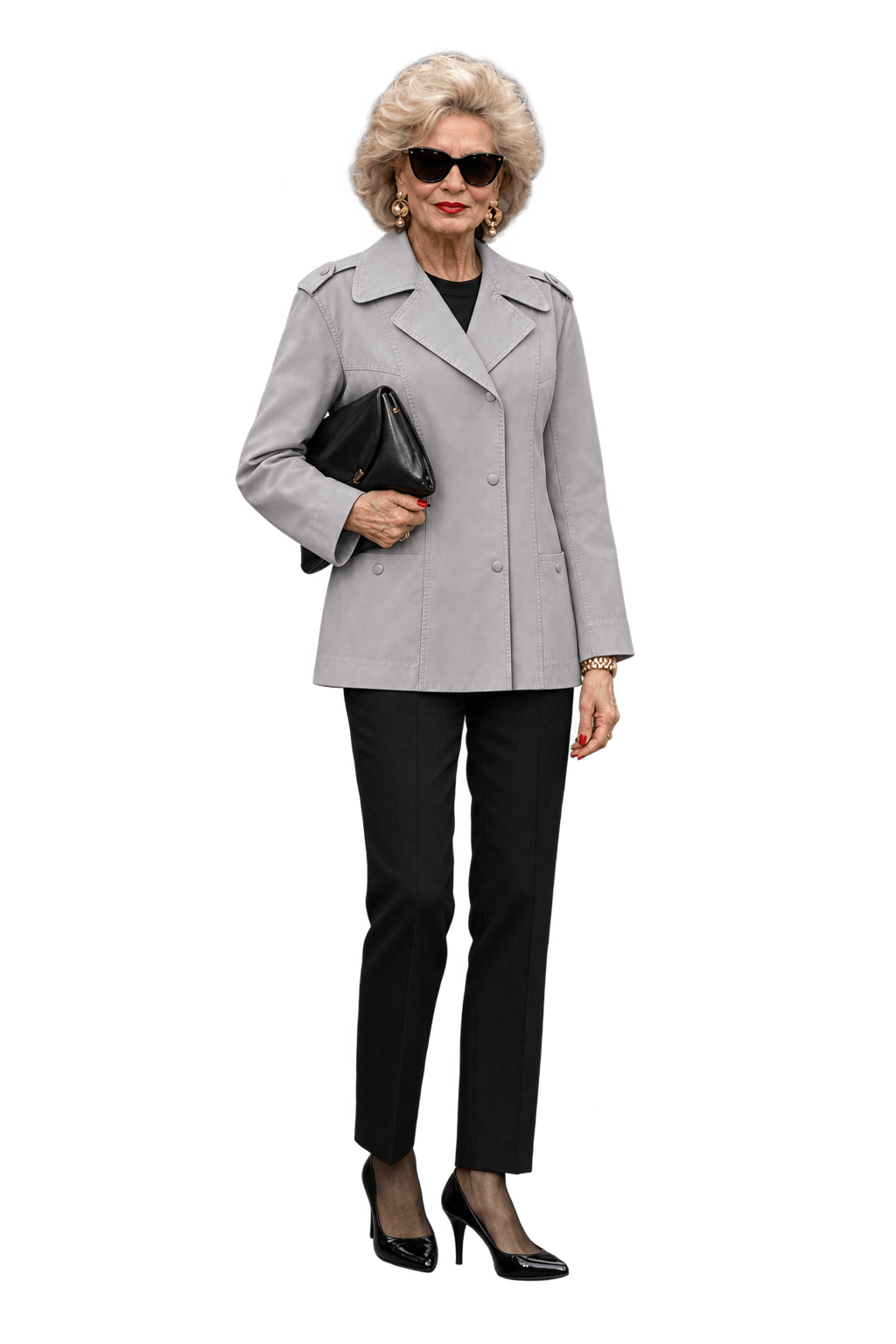 1980s Light Gray Cotton Blend Jacket - Model