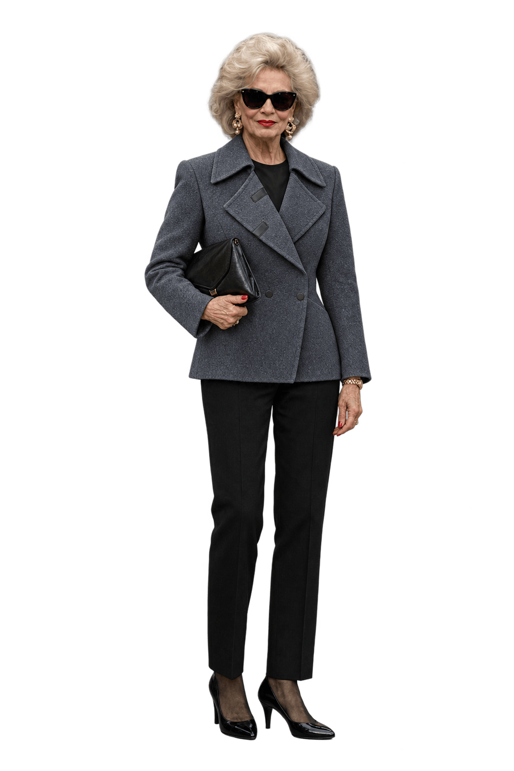 1980s Charcoal Grey Wool Blazer - Model
