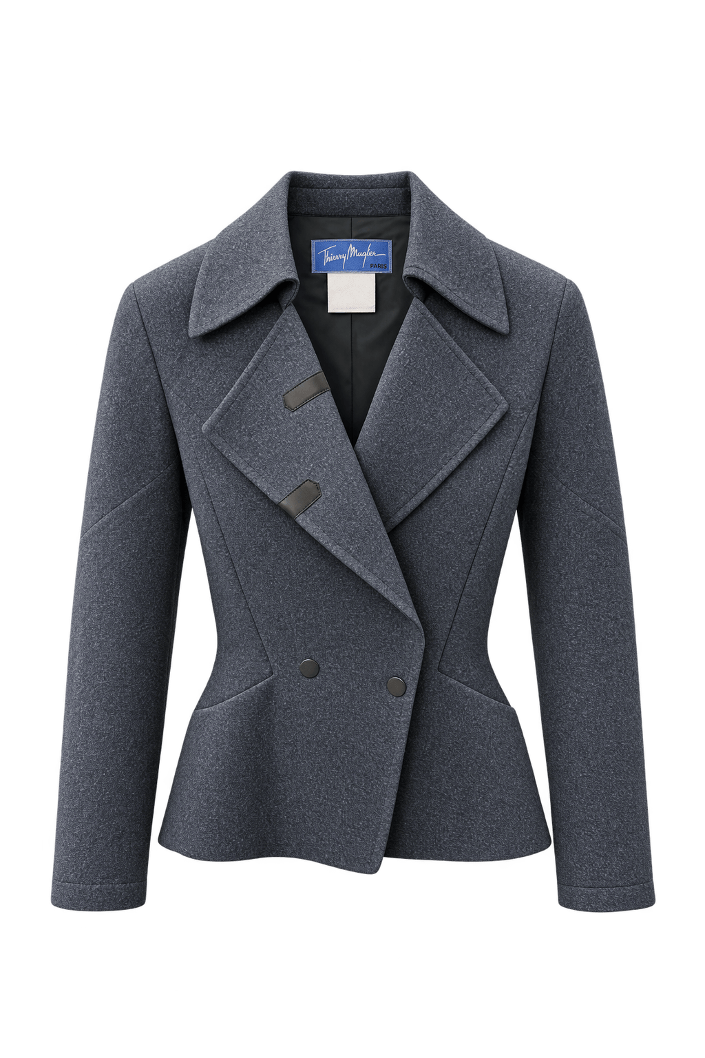 1980s Charcoal Grey Wool Blazer - Front View