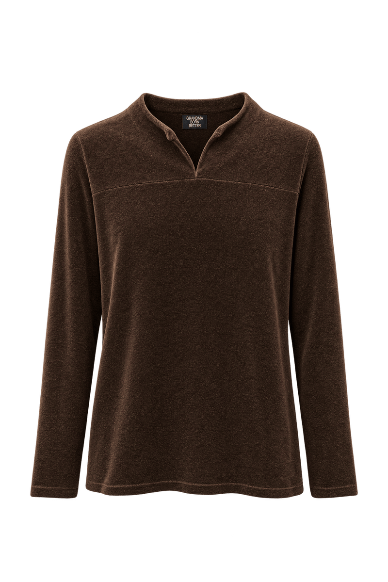 1970s Brown Cotton Blend Sweater - Front View