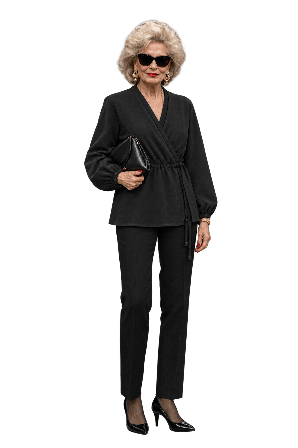 1980s Black Cotton Blend Cardigan - Model