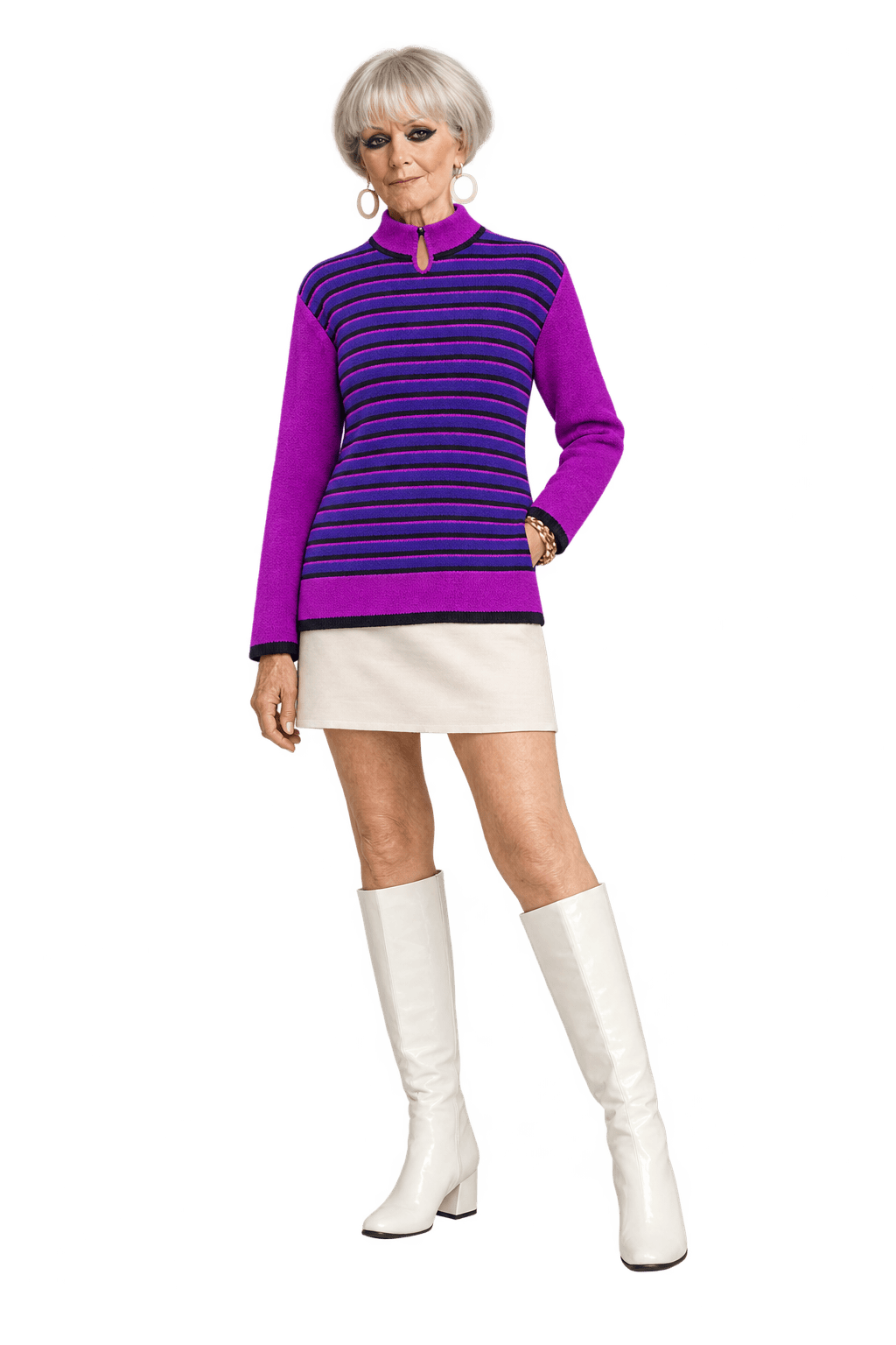 1960s Purple Cotton Blend Sweater - Model