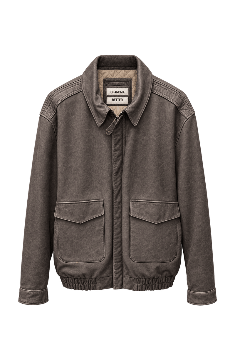 1980s Dark Brown Leather Jacket - Front View
