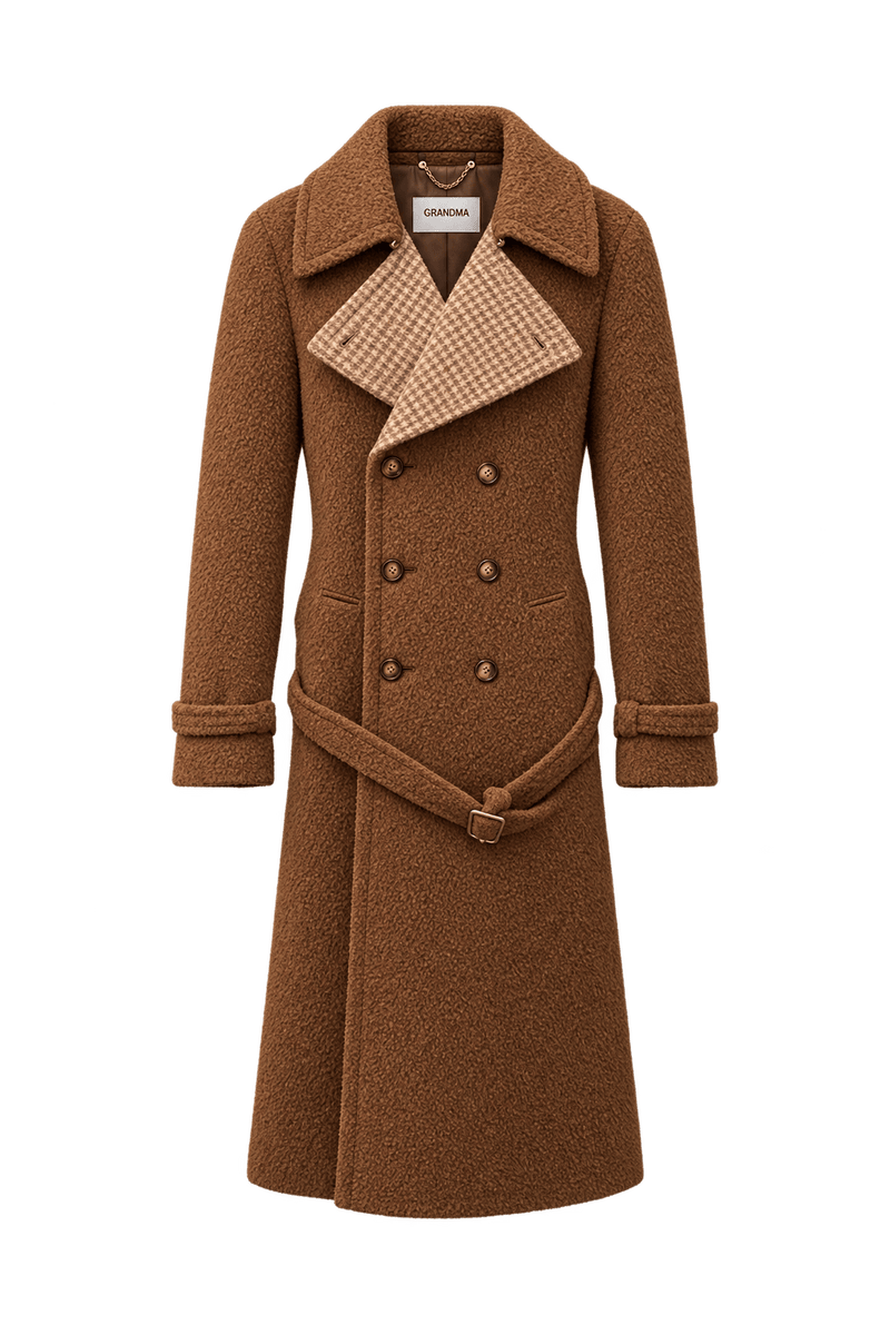1970s Brown Wool Blend Coat - Front View