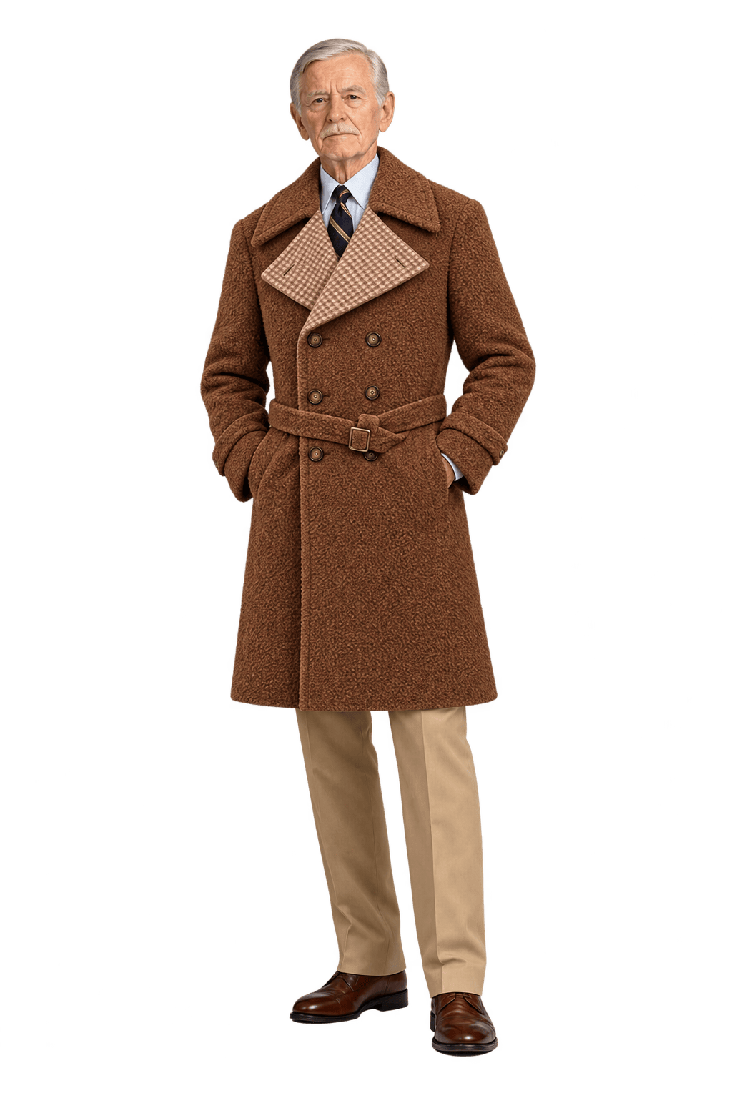 1970s Brown Wool Blend Coat - Model