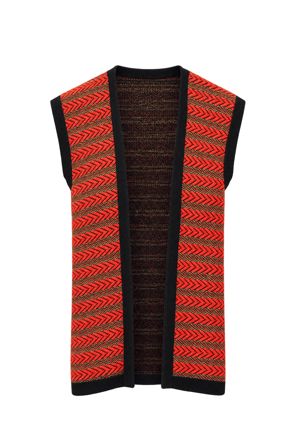 1970s Red Wool Blend Vest - Front View