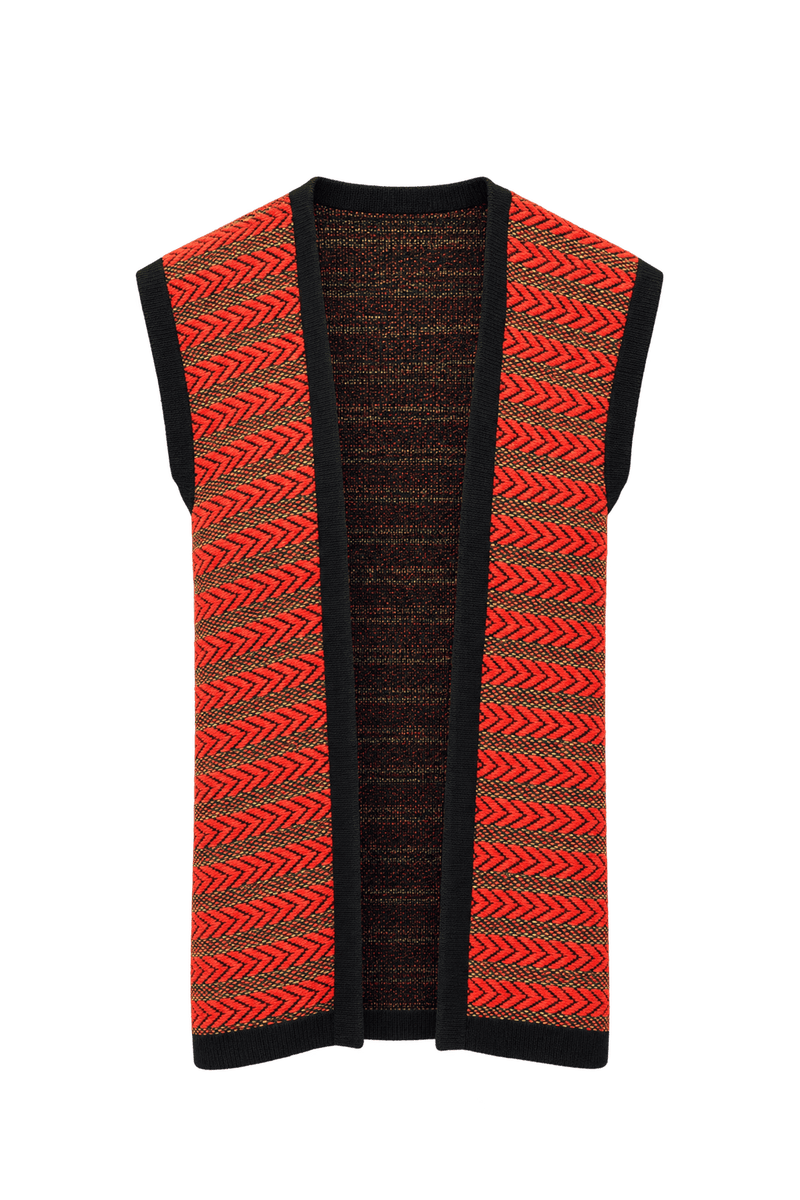1970s Red Wool Blend Vest - Front View