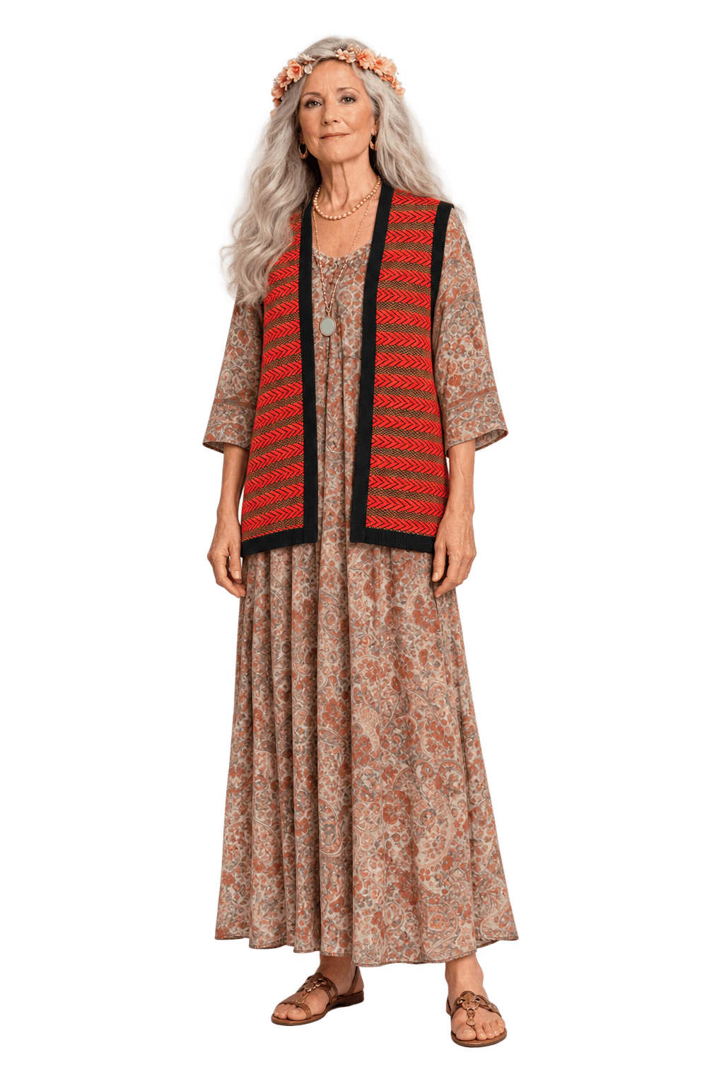 1970s Red Wool Blend Vest - Model