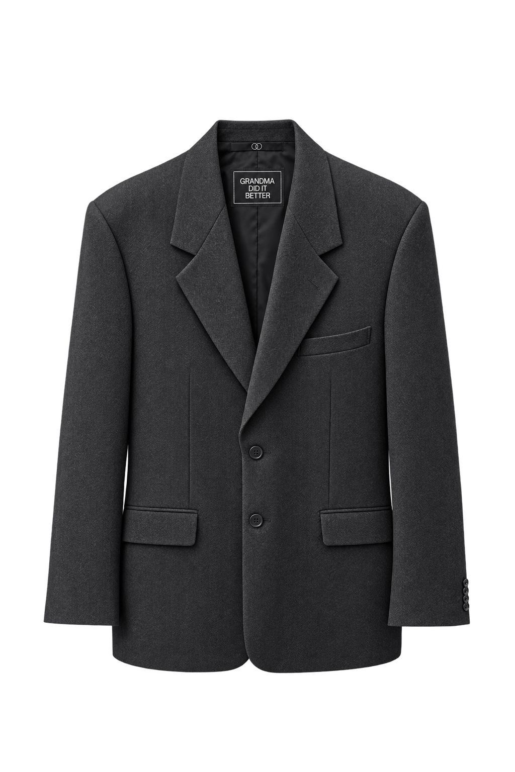 1990s Black Wool Blazer - Front View