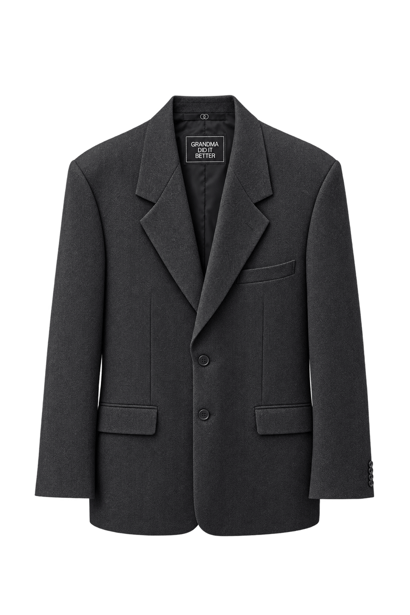 1990s Black Wool Blazer - Front View
