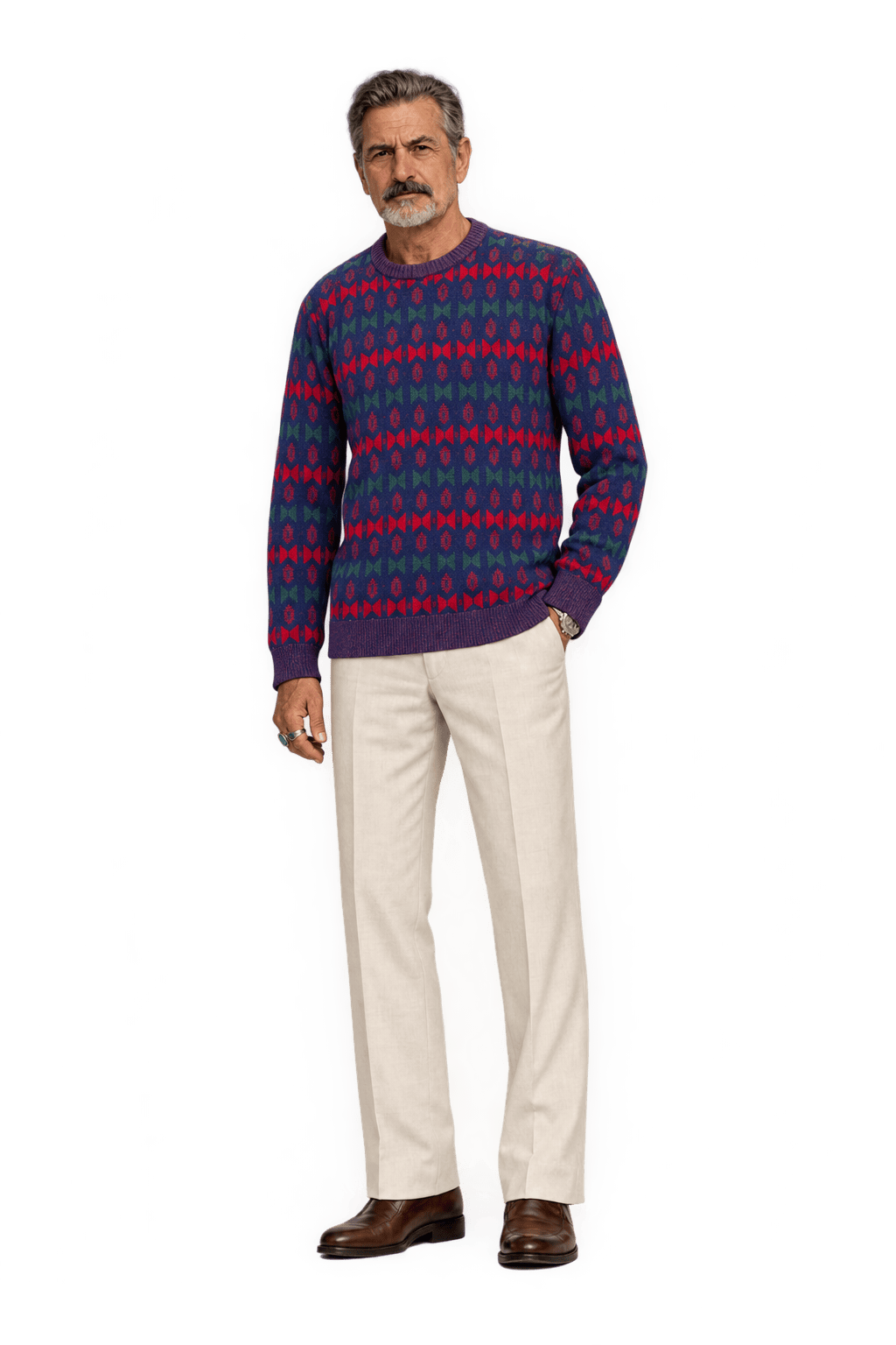 1980s Navy Blue Cotton Blend Sweater - Model