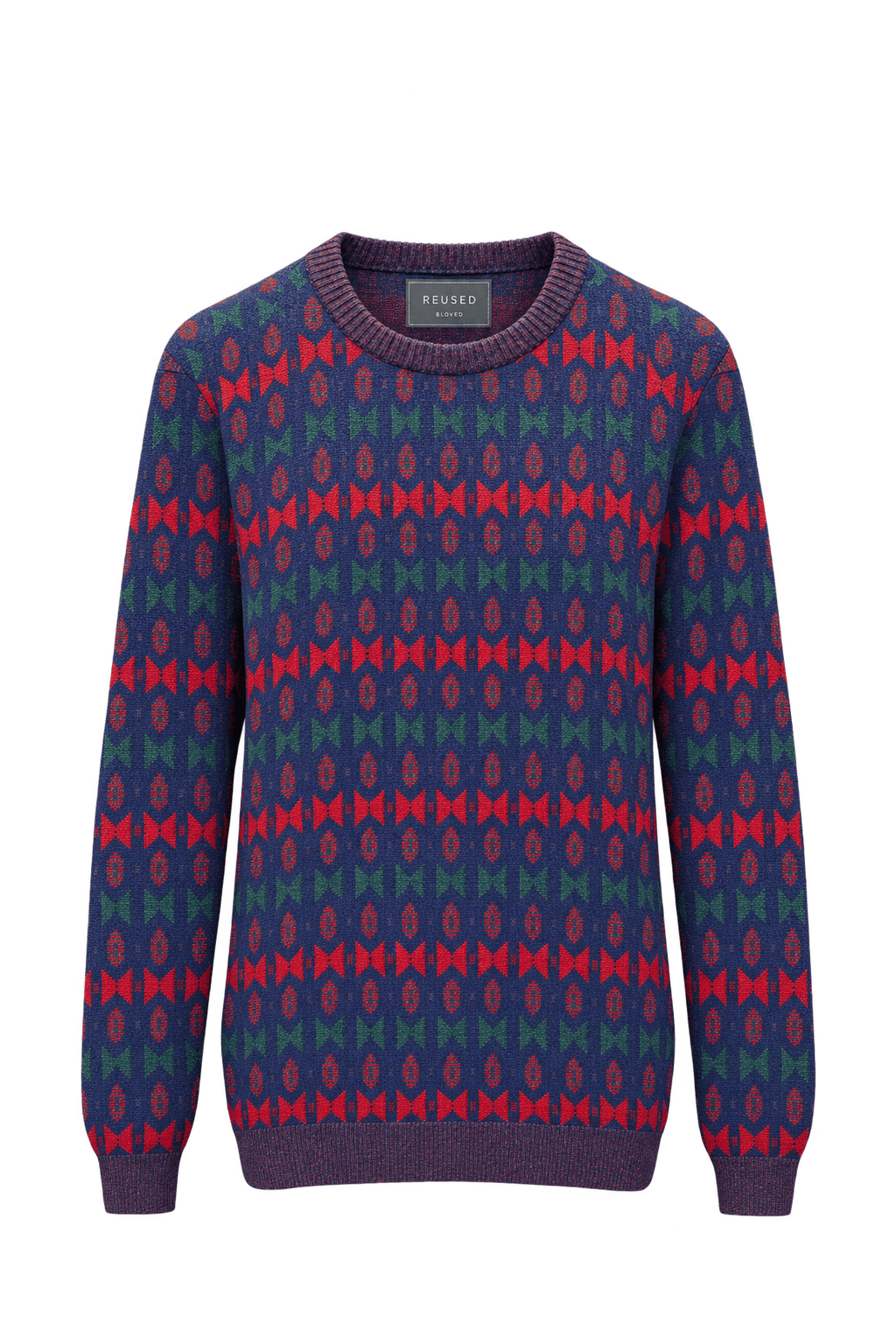 1980s Navy Blue Cotton Blend Sweater - Front View