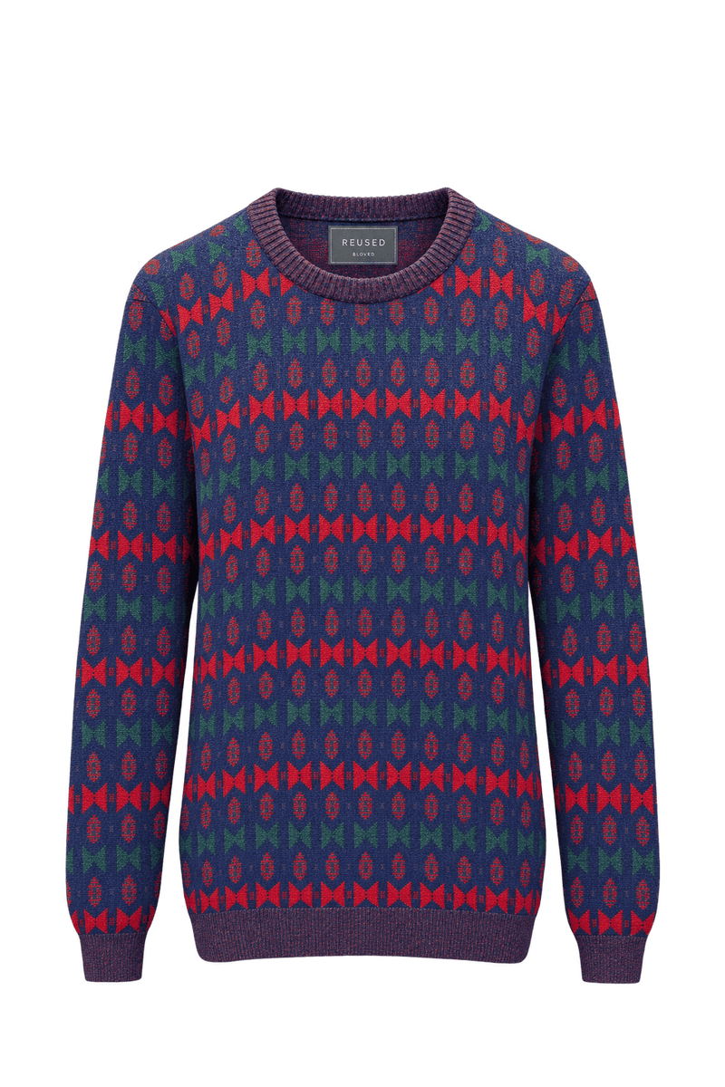 1980s Navy Blue Cotton Blend Sweater - Front View