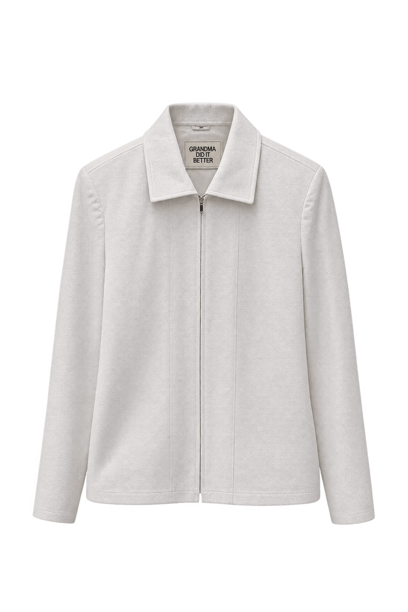 1990s White Cotton Blend Jacket - Front View