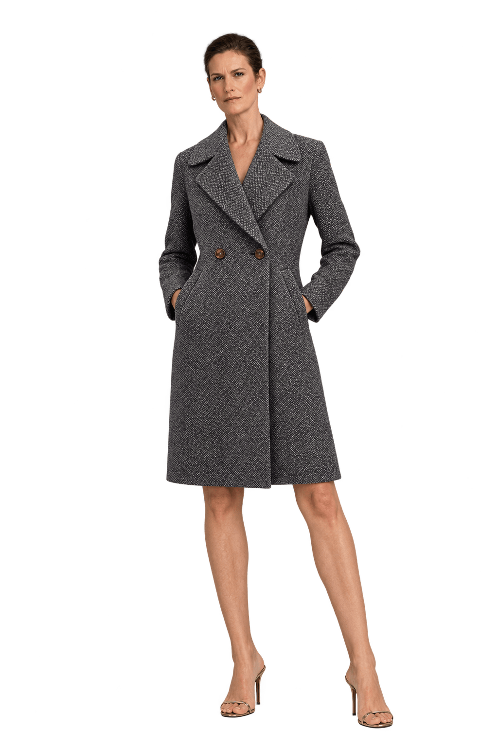 1990s Grey Wool Blend Coat - Model