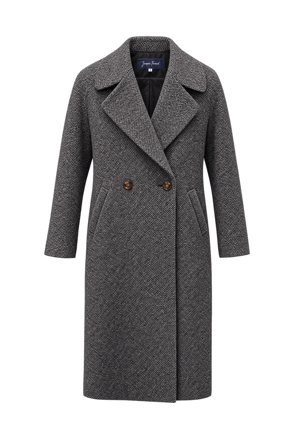 1990s Grey Wool Blend Coat - Front View