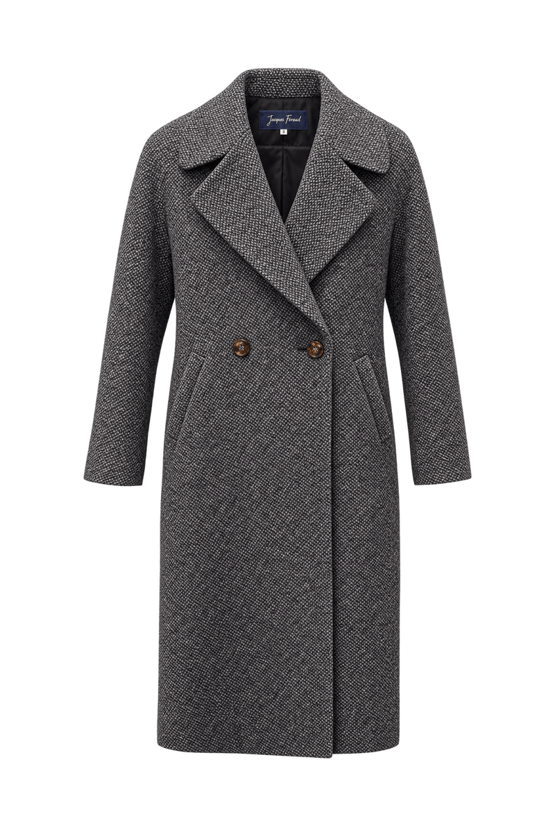 1990s Grey Wool Blend Coat - Front View