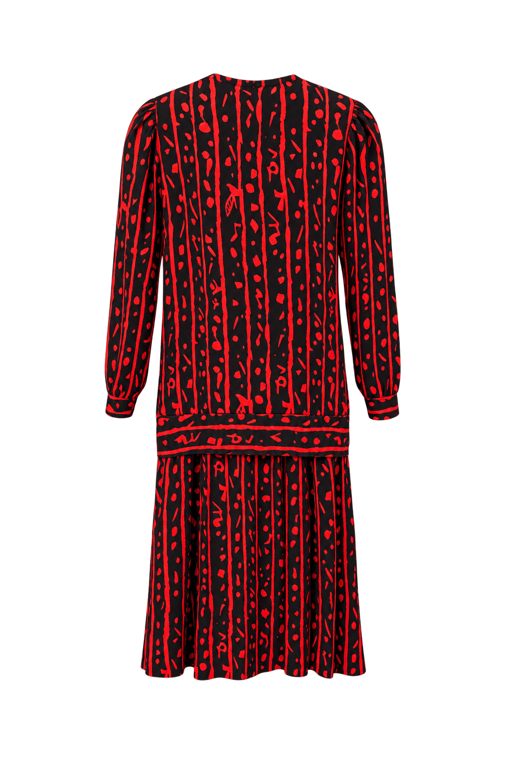 1980s Black Polyester Dress - Front View