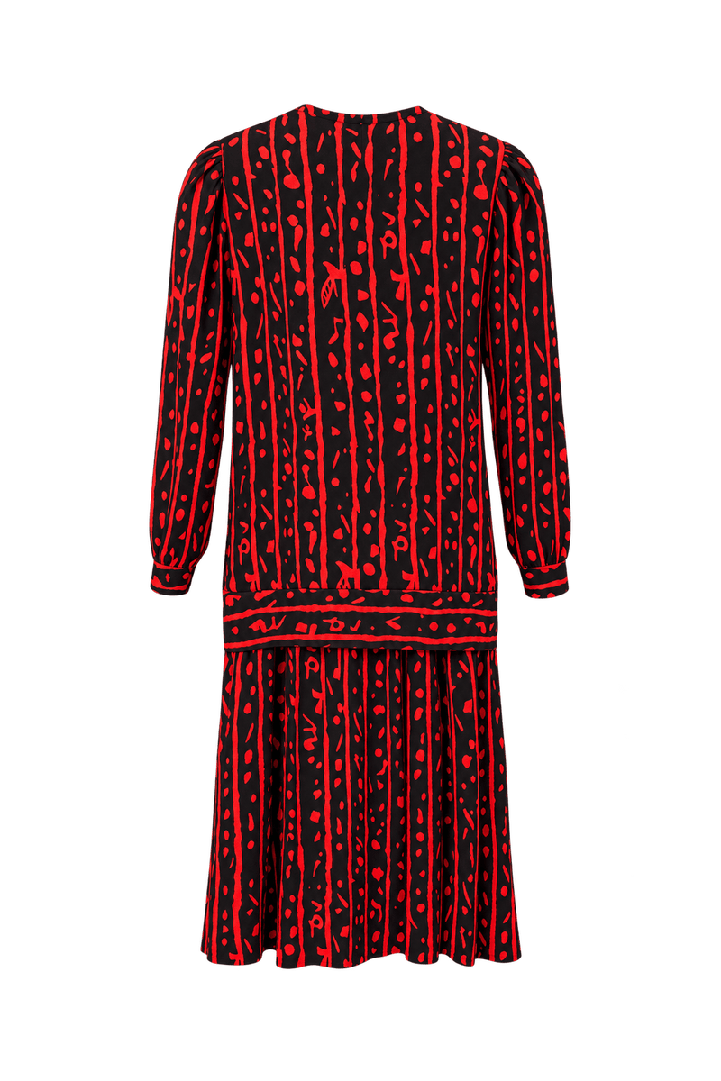 1980s Black Polyester Dress - Front View