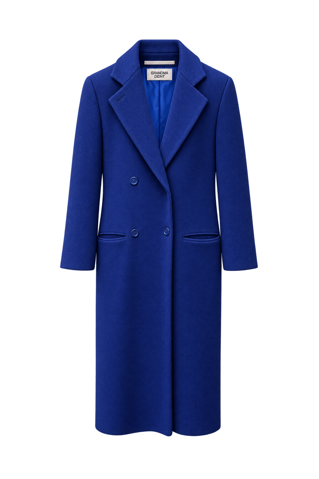 1990s Blue Wool Blend Coat - Front View