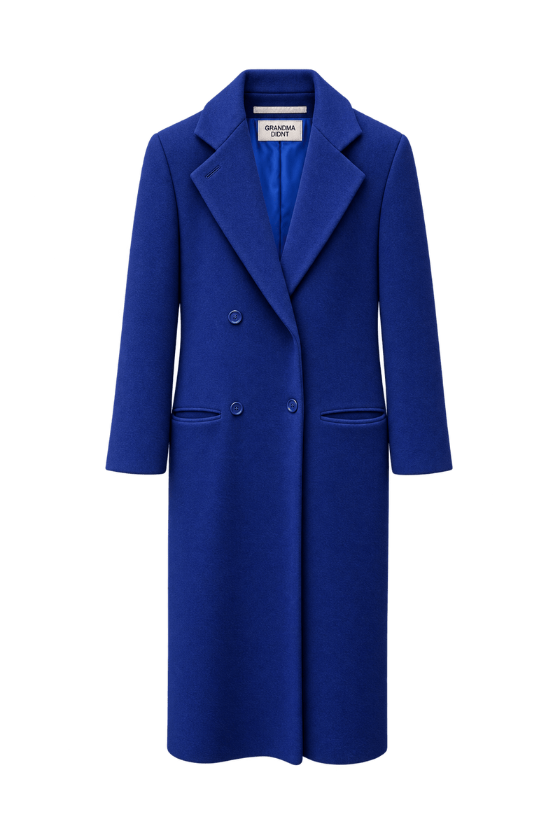 1990s Blue Wool Blend Coat - Front View