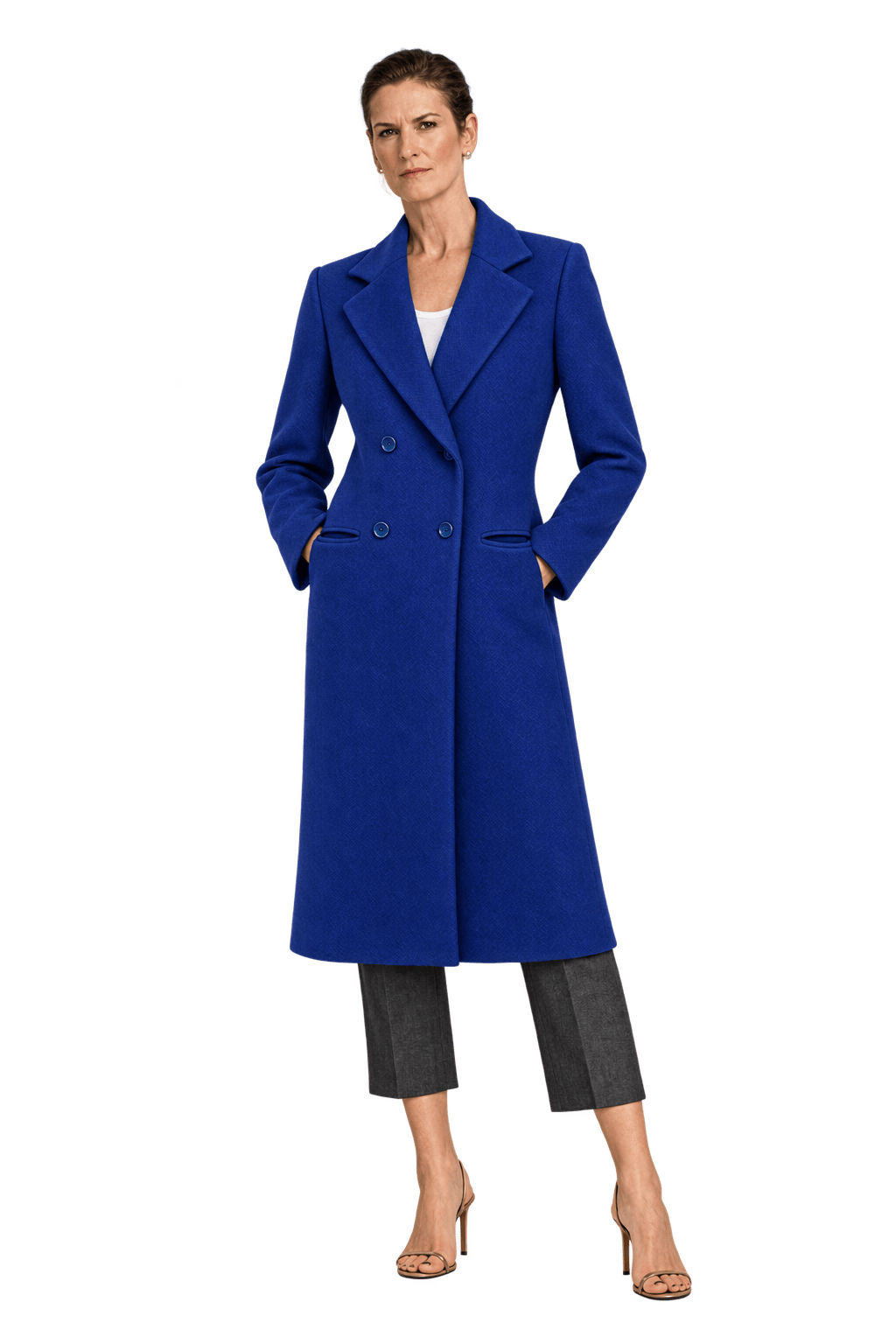 1990s Blue Wool Blend Coat - Model