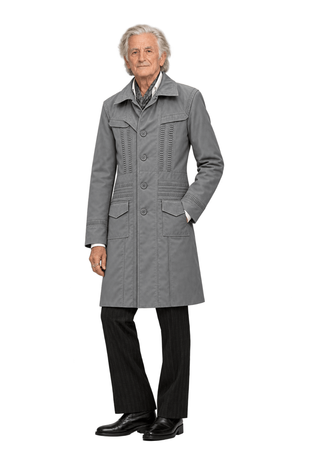 1970s Grey Polyester Coat - Model