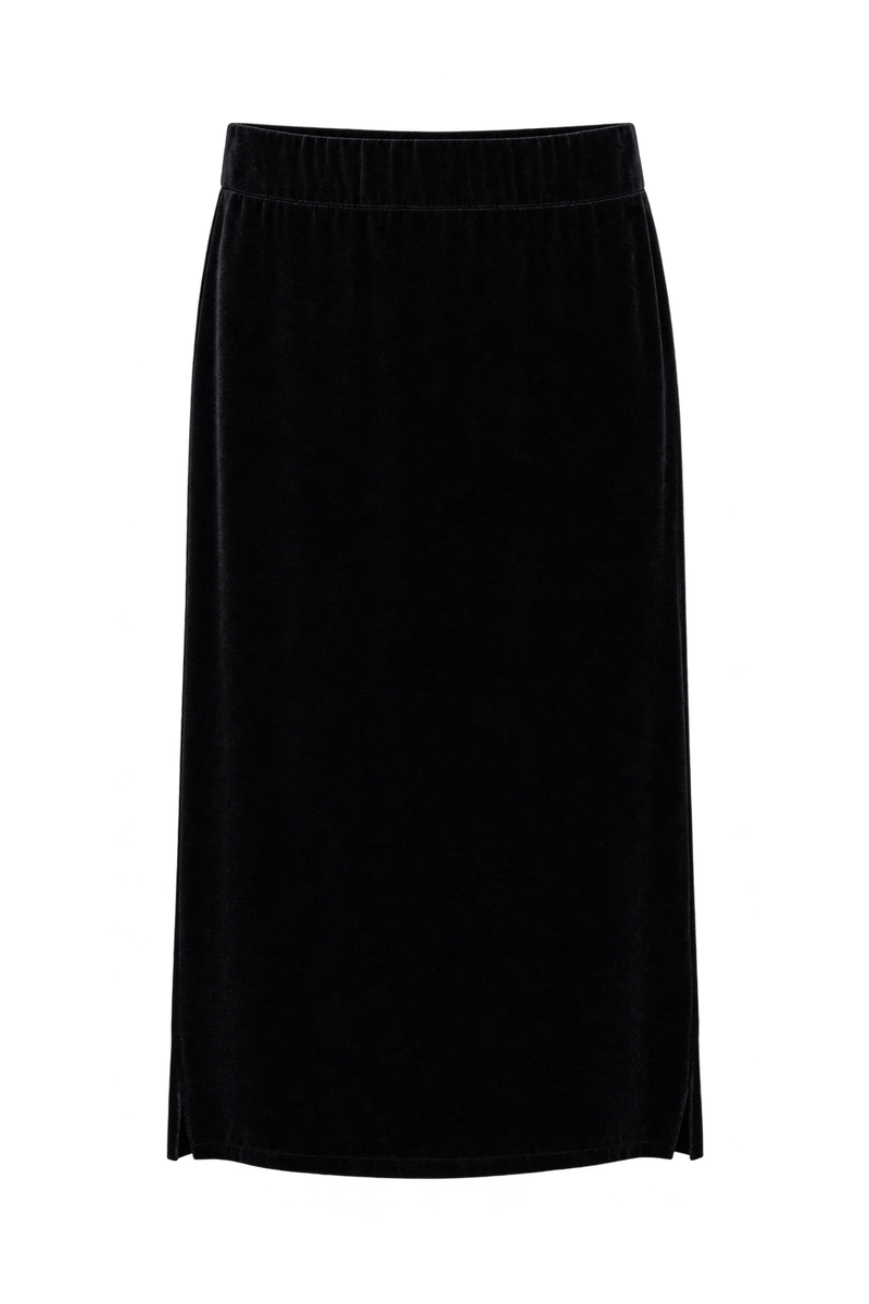 1990s Black Velvet Skirt - Front View