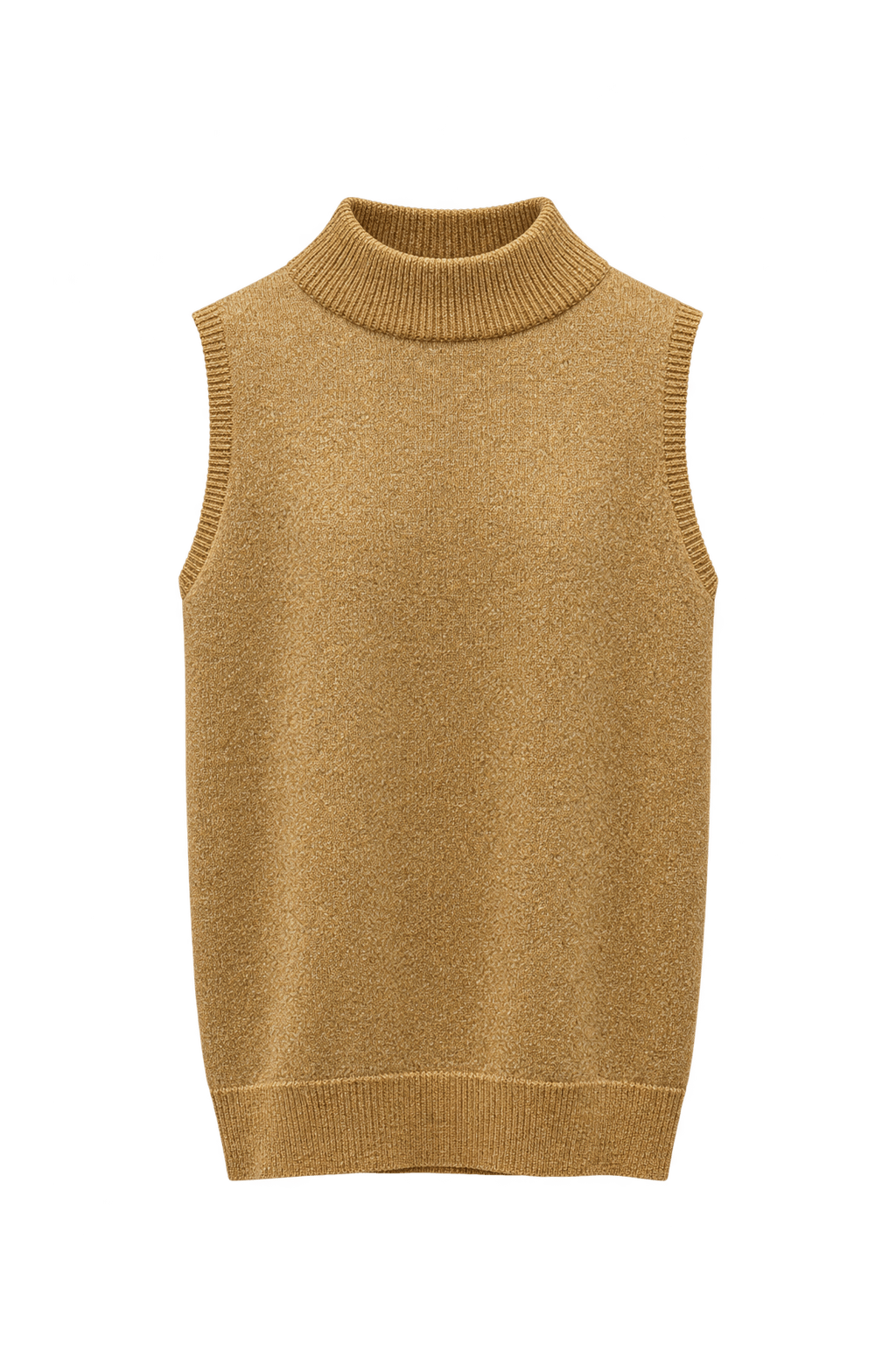 1990s Gold Wool Blend Vest - Front View