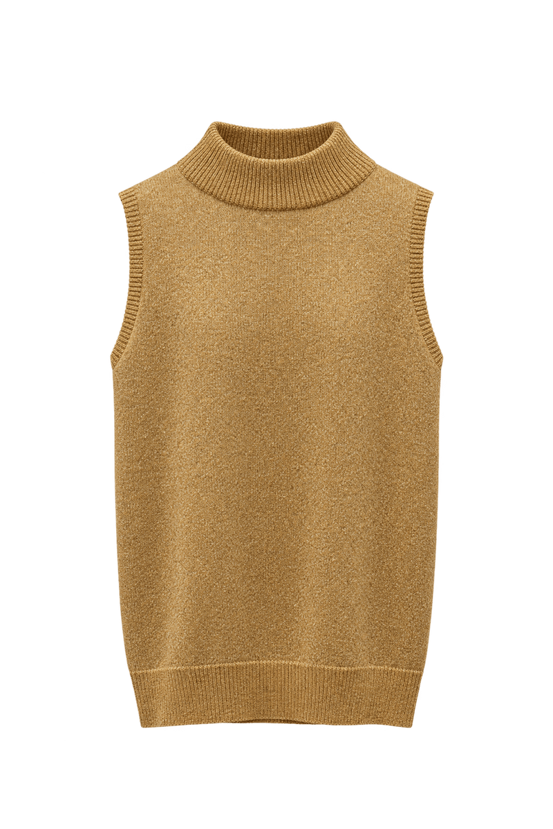1990s Gold Wool Blend Vest - Front View