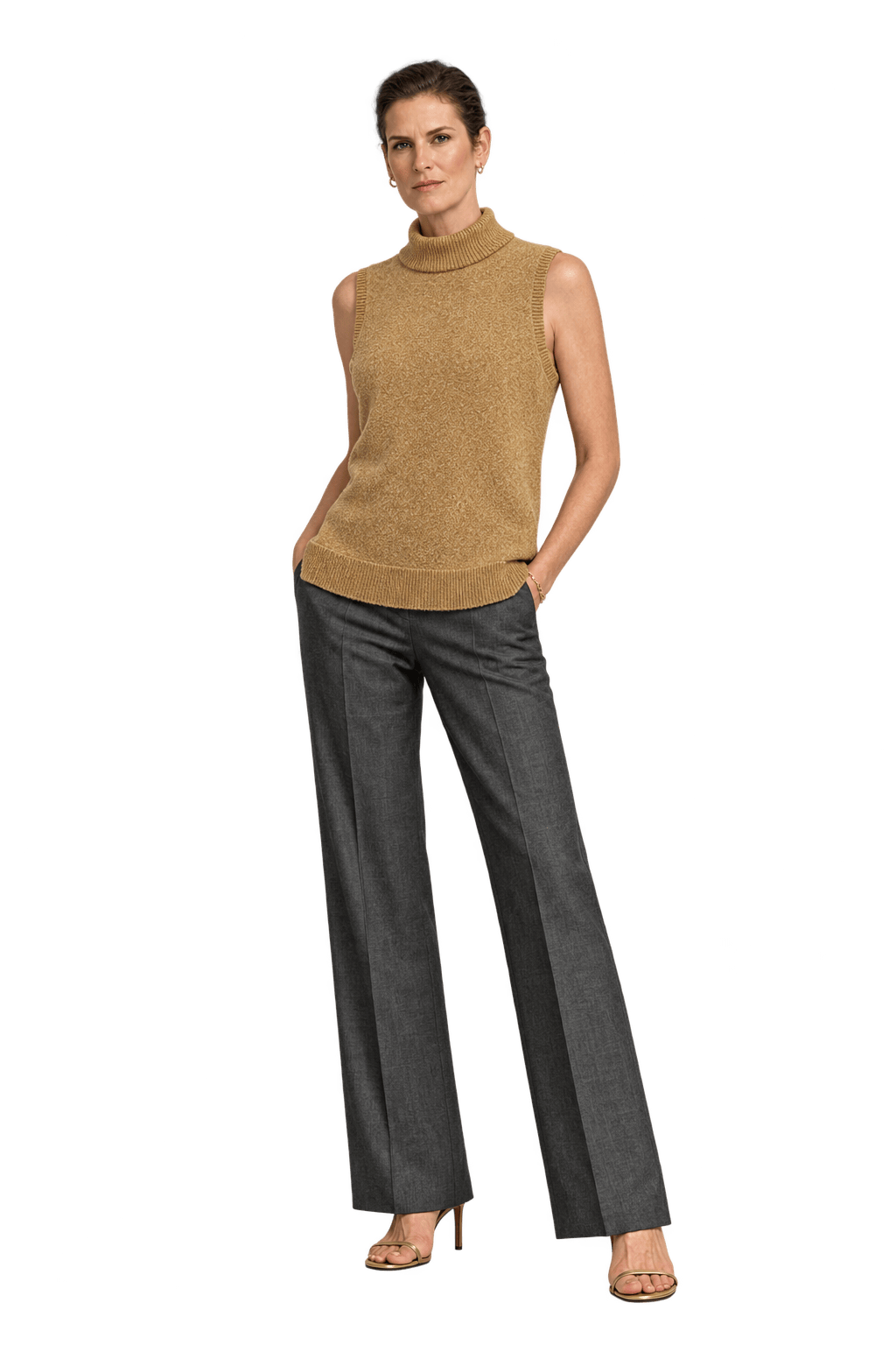 1990s Gold Wool Blend Vest - Model